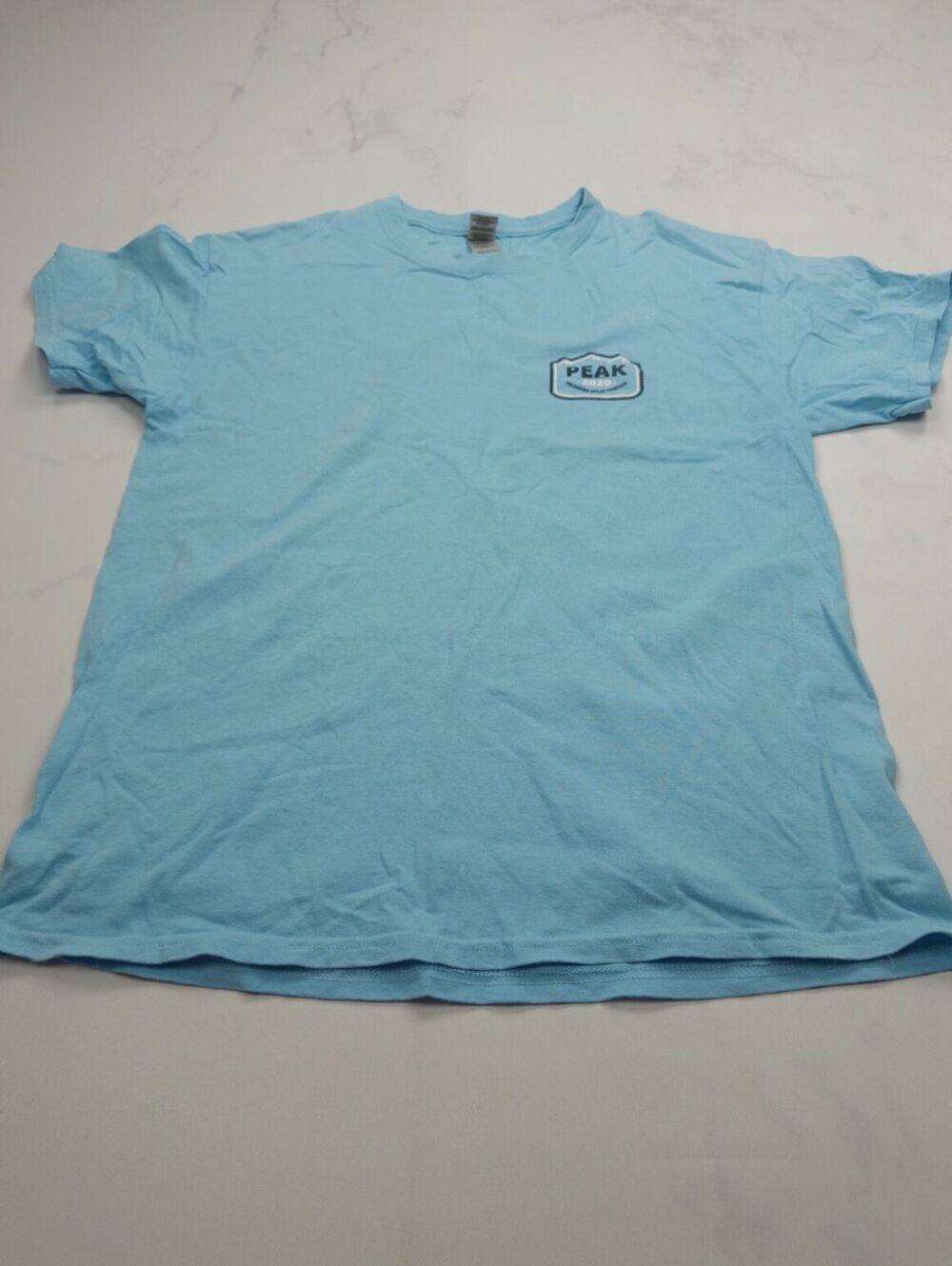 Amazon Employee Peak Peak 2020 Graphic Tee Light Blue 2010s Minimalist - Mens L